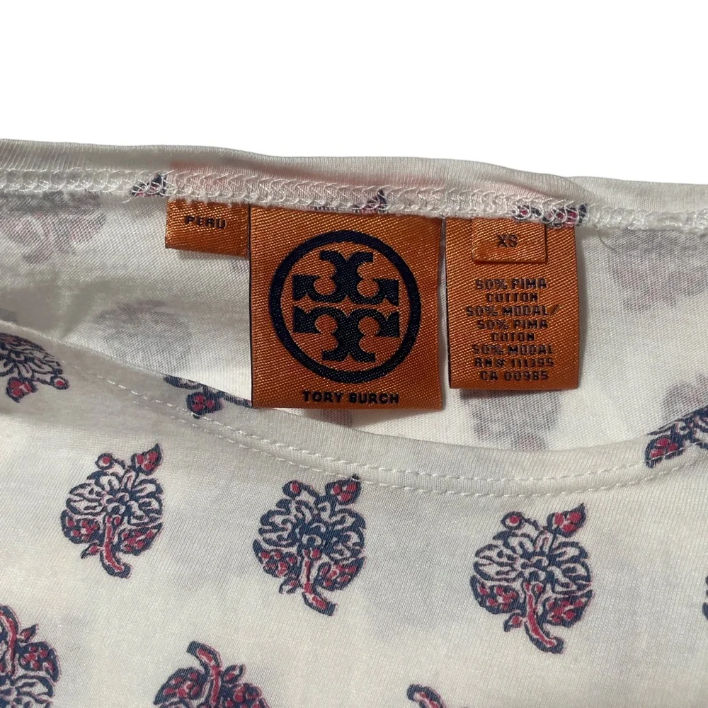 Tory Burch XS White Print‎ Pullover Ladies Top